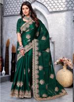 Crepe Silk Bottle Green Wedding Wear Coading Work Saree